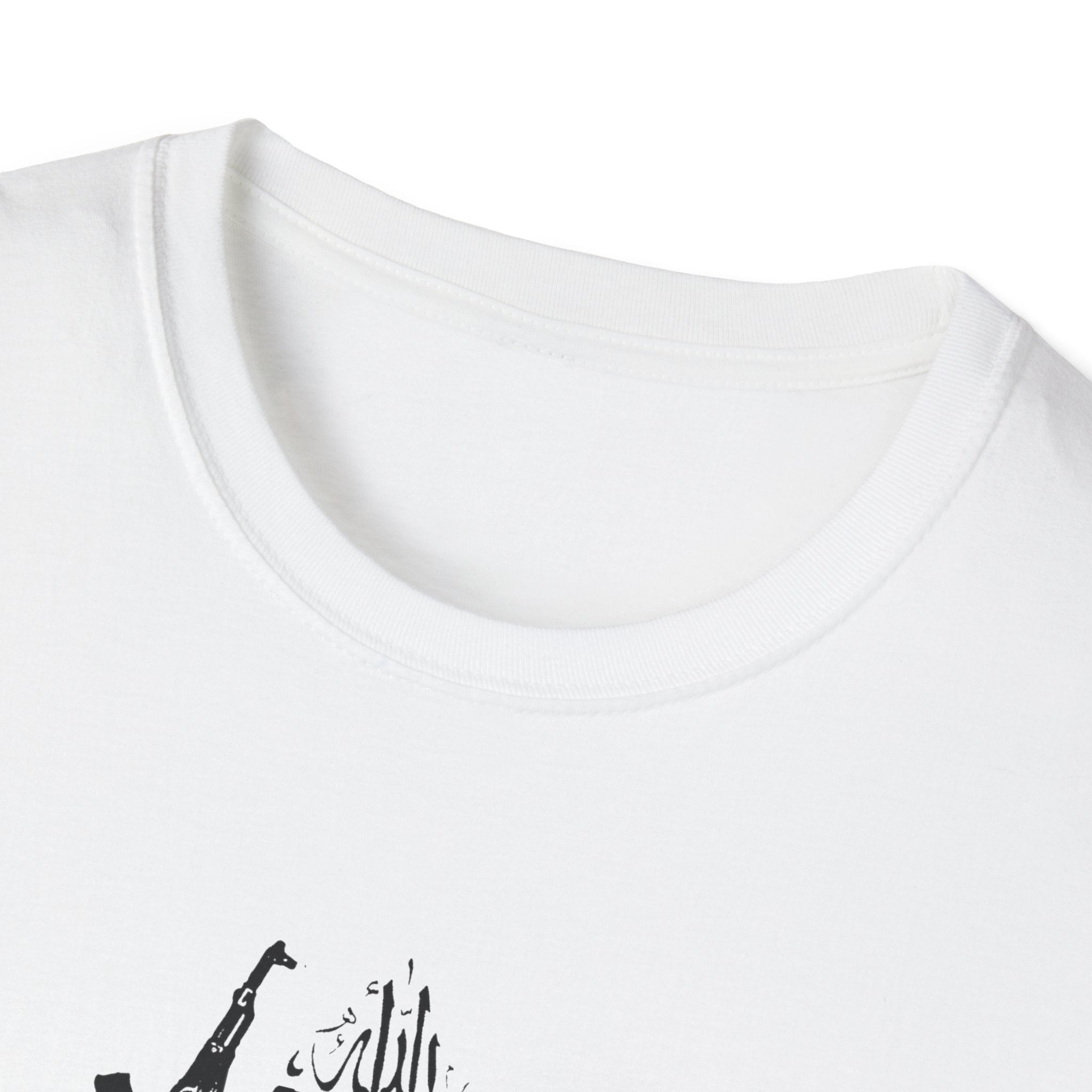 T-Shirt — Graphic Militant Sketch with Arabic Text and Flag Design